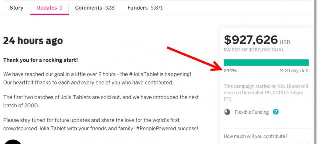 Proiectul Jolla Tablet de pe platforma Indiegogo strânge donații de aproximativ 1 milion de dolari În doar 24 ore