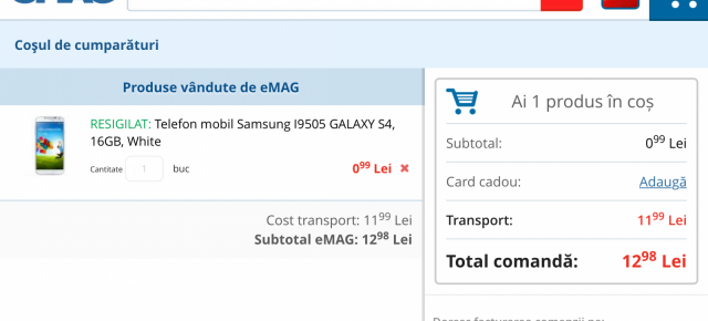 Samsung Galaxy S4 resigilat la doar 1 leu pe eMAG.ro!