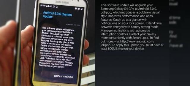 Samsung Galaxy S4 Google Play Edition primește actualizarea la Android 5.0 Lollipop