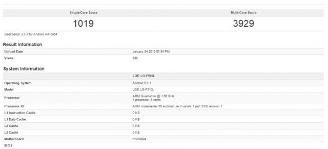 LG F510L se dezvăluie În cadrul testului benchmark Geekbench; sosește cu procesor Snapdragon 810 și 2 GB RAM