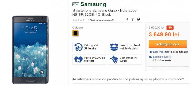 Samsung Galaxy Note Edge și Galaxy Tab 4 T230 disponibile prin intermediul Elefant.ro