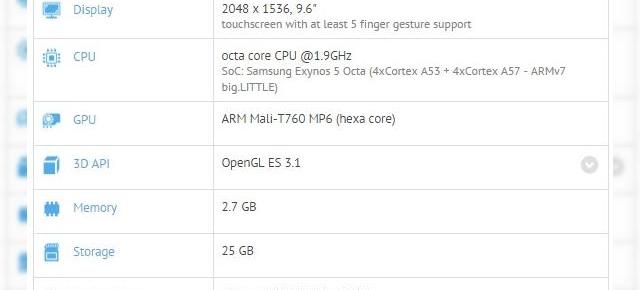 Samsung Galaxy Tab S2 (SM-T815), în varianta de 9.7 inch ni se dezvăluie prin intermediul GFXBench
