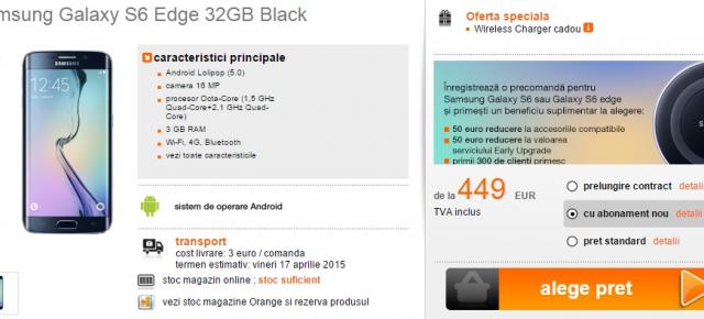 Orange dă startul pre-comenzilor pentru Galaxy S6 și S6 Edge; prețurile pornesc de la 3.142 lei