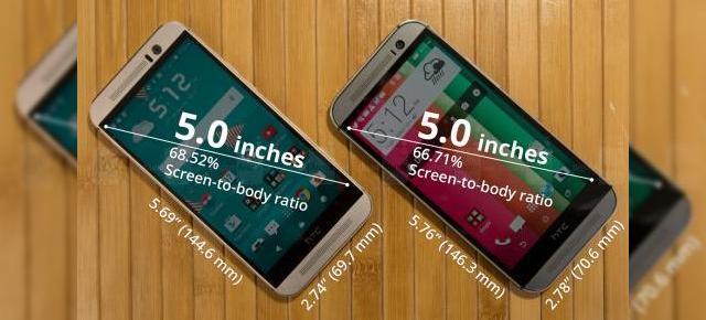 HTC One M9 versus HTC One M8: comparaţie a dimensiunilor şi a ergonomiei