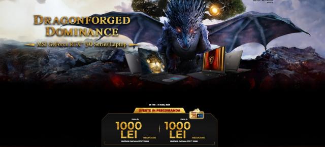 În luna martie ai 1000 de lei reducere pentru laptop-urile MSI CU GeForce RTX 50! Titan, Raider, Vector sau Stealth - tu ce alegi?