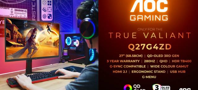 AOC tocmai a lansat un monitor de gaming OLED 280 Hz sub 2500 lei; Ce poate AOC GAMING Q27G4ZD?