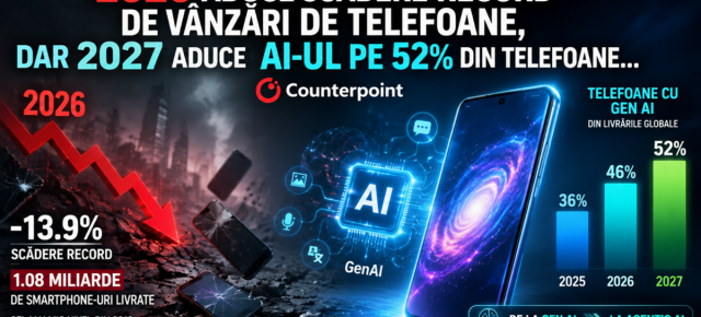 2026 aduce scădere record de vânzări de telefoane, dar 2027 aduce AI-ul pe 52% din telefoane... (Counterpoint)