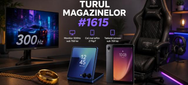 Turul Magazinelor #1615: Monitor de 300Hz sub 700 lei, cel mai ieftin Z Flip7, tabletă Lenovo sub 700 lei