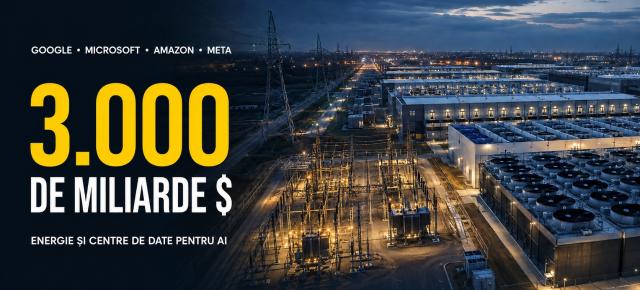 Google, Microsoft, Amazon și Meta își asigură de pe acum energia și centrele de date – nota de plată pentru AI urcă la 3.000 de miliarde de dolari