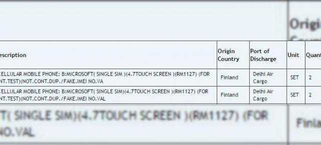 Un telefon Windows Phone misterios şi neanunţat încă apare pe site-ul indian Zauba; Vine cu ecran de 4.7 inch