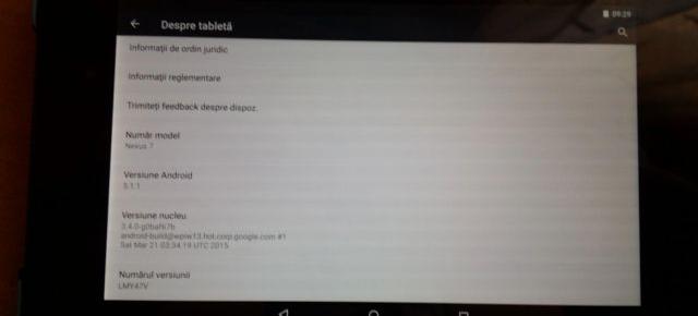 Nexus 7 (2013) primește actualizarea la Android 5.1.1 în România
