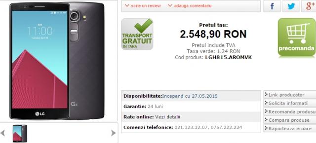 LG G4 ajunge și la MarketOnline.ro cu prețuri ce pornesc de la 2.548 lei