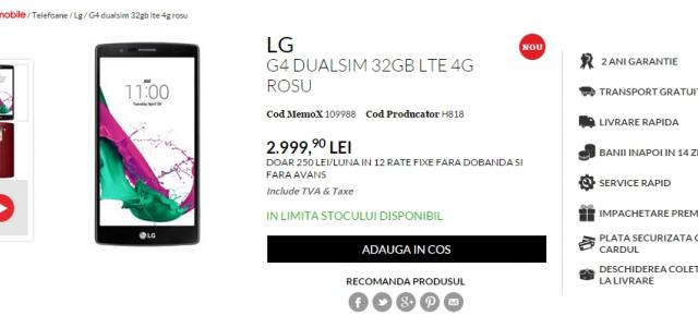 Varianta dual-SIM a lui LG G4 este disponibilă în stocurile QuickMobile.ro