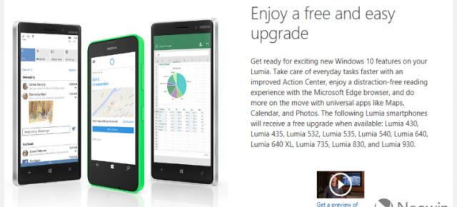 Microsoft anunţă 10 modele Lumia care vor primi actualizarea la Windows 10 Mobile