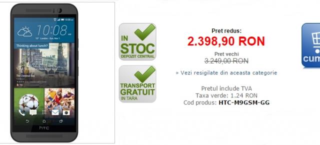 Prețul lui HTC One M9 intră din nou la apă; telefonul costă 2.398 lei prin intermediul MarketOnline