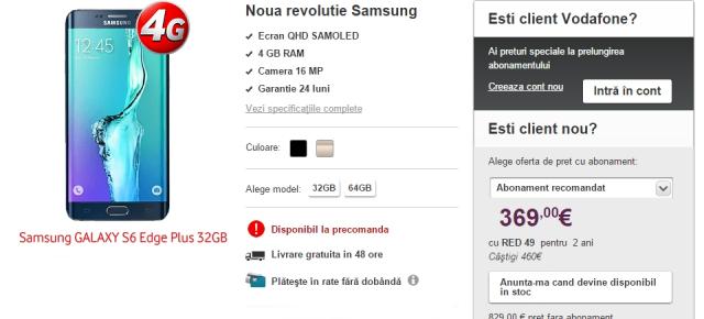 Vodafone aduce la pre-comandă noul smartphone Samsung Galaxy S6 Edge+