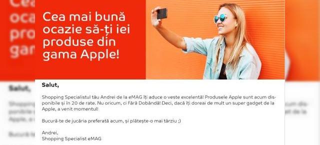 eMAG.ro "muşcă" din preţurile mărului muşcat; Reduceri la toată gama de produse Apple, inclusiv iPhone şi iPad, plata in 20 de rate fără dobândă