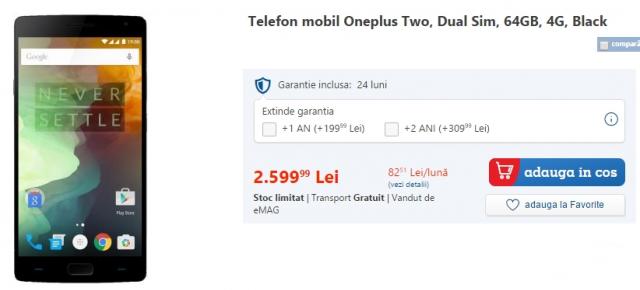 OnePlus 2 în varianta cu 64 GB de stocare este disponibil într-un stoc limitat pe eMAG.ro