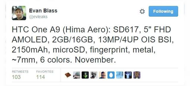 HTC Butterfly 3 în versiunea internațională ar putea fi lansat pe 29 septembrie, urmat de modelul mid-range One A9/Aero o lună mai târziu
