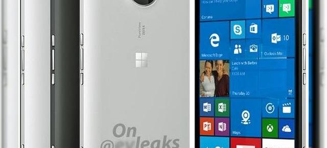 Microsoft Lumia 950XL se afișează într-o imagine pentru presă; telefonul vine cu bliț triplu și buton dedicat pentru camera foto