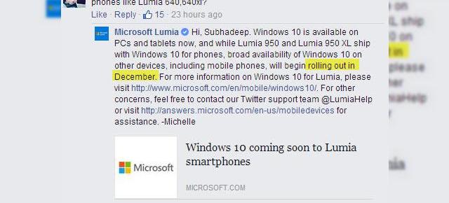 Microsoft confirmă sosirea actualizarii la Windows 10 Mobile în luna decembrie