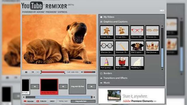 <b>Editeaza-ti clipurile video online cu YouTube Remixer!</b>YouTube tocmai a prezentat oficial YouTube Remixer, un soft online, care permite utilizatorilor sa editeze clipuri video, chiar in cadrul site-ului. YouTube Remixer foloseste platforma Adobe Premiere Express si suporta inserturi grafice, text si audio,...