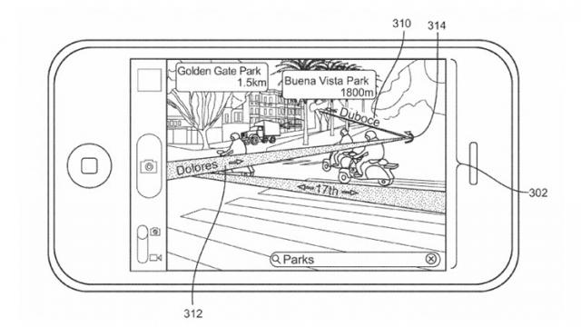 <b>Noi brevete Apple par să indice sosirea unui sistem augmented reality de cartografiere pe iPhone</b>Un nou brevet primit de către cei de la Apple pare a indica faptul că ni se pregătește un sistem de tip realitate augumentată pentru cartografierea de hărți. Avem și o schiță asociată acestei aplicații, iar din câte putem observa este vorba despre o