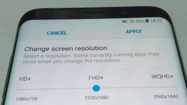 <b> Samsung Galaxy S8 va permite schimbarea rezoluţiei ecranului, de la WQHD+ la HD+ şi Full HD+</b>O funcție pe care Samsung Galaxy Note 7 o inaugura era și cea care ne oferea posibilitatea de a modifica rezoluția ecranului, funcție ce revine și pe Galaxy S8. O captură de ecran ne dezvăluie acestă implementare și pe noul flagship și avem totodată 