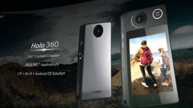 <b>Acer lansează prima cameră video cu filmare la 360 de grade şi suport LTE; Acer Holo 360 rulează Android şi poate fi considerat un smartphone</b>Dacă în mod normal cei de la Acer lansează notebook-uri, iată că de această dată compania taiwaneză anunță lansarea unei camere video ce oferă suport pentru filmare la 360 grade. Produsul se numește Holo 360 și deși ne duce din start cu gândul la