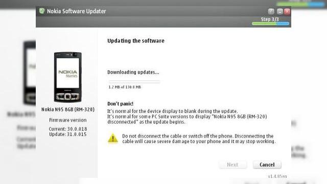<b>Nokia N95 8GB primeste update-ul de firmware v31.0.015</b>Telefonul Nokia N95 8GB a primit recent un update de firmware, versiunea 31.0.015, ROM-ul complet avand dimensiunea de 130 MB si fiind lansat ieri. Ca de obicei va recomandam precautie maxima si obisnuitul backup plus sincronizare. Retineti totusi ca...