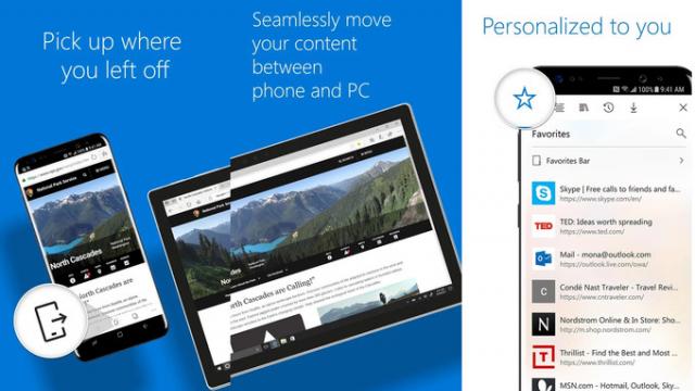 <b>Browser-ul Microsoft Edge poate fi acum descărcat pe Android, după ce a ieşit din faza beta; Soseşte şi pe iOS</b>Numărul de browsere web de pe Android tocmai a crescut azi, prin apariţia lui Microsoft Edge pe această platformă, într-o variantă finală (după o perioadă de beta). În octombrie Microsoft anunţa că vrea să îl aducă pe Edge pe Android şi cu câteva..