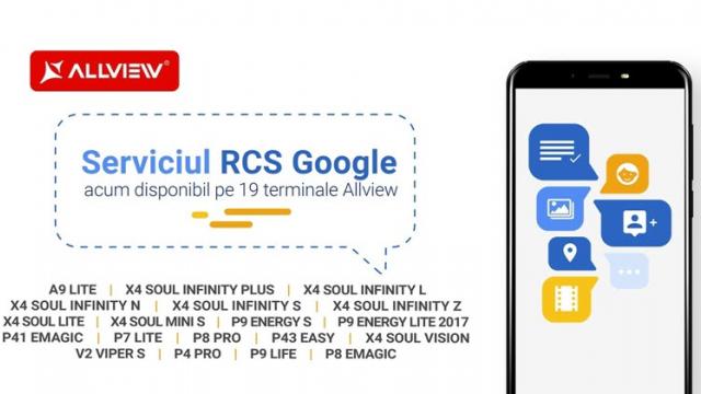 <b>Allview lansează serviciul de mesagerie RCS Google pe 19 telefoane ale sale; Iată modelele!</b>Compania brașoveană Allview a anunțat astăzi lansarea serviciului de mesagerie RCS de la Google pe un număr de 19 terminale din portofoliul său. Descoperim împreună o listă ce include aceste modele și aflați totodată despre ce este vorba 