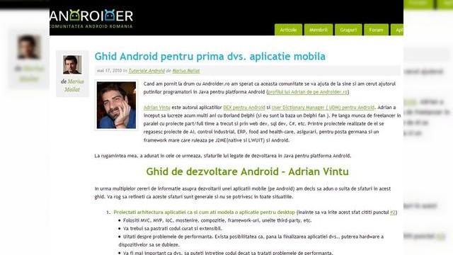<b>Developerii Android au acum la dispozitie un ghid specializat, util pentru Romanian Android Challenge</b>Daca sunteti un developer familiarizat cu Android, ar fi cazul sa va grabiti cu inscrierea in concursul "Romanian Android Challenge", organizat de HTC si destinat dezvoltatorilor din Romania. Puteti inregistra aplicatiile pana pe 31 mai si iata ca va sare...