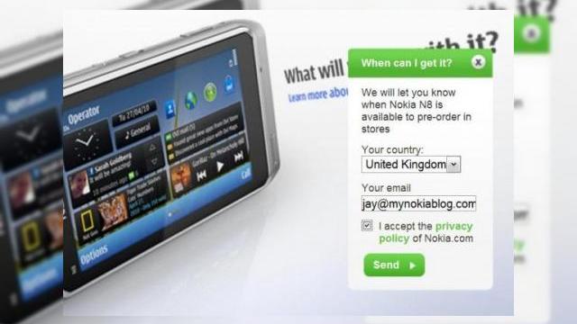 <b>Nokia N8 disponibil in curand prin pre-comanda, deocamdata doar notificari pentru aceasta</b>Nokia N8 nu va ajunge prea curand in magazinele noastre, de vreme ce handsetul de abia se pregateste pentru pre-comanda, fiind disponibile deocamdata doar notificari in legatura cu lansarea sa pe site-ul Nokia.com. Retineti ca acesta este doar un sistem...