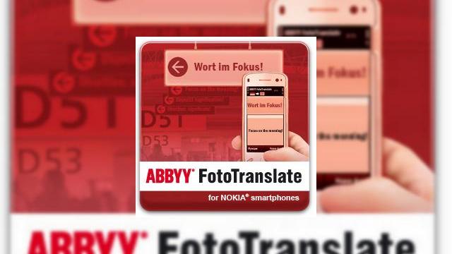 <b>ABBYY FotoTranslate, o noua aplicatie ce imbina dictionarul electronic cu recunoasterea optica soseste pe telefoanele Nokia</b>Aplicatia ABBYY FotoTranslate este acum disponibila pe smartphone-urile Nokia, combinand tehnologia de recunoastere optica a caracterelor (ABBYY FineReader) cu dictionarul electronic (ABBYY Lingvo). Scopul softului este de a interpreta cat mai rapid...