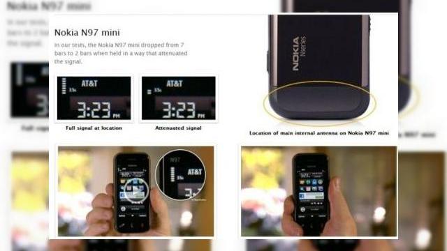 <b>Nokia N97 Mini, lovit de aceeasi problema cu antena ca si iPhone 4 (Video)</b>Apple isi continua cruciada menita sa demonstreze ca nu doar iPhone 4 are probleme cu semnalul, ci si alte modele de terminale mobile. Cea mai noua victima, dupa HTC Droid Eris si un model BlackBerry este Nokia N97 Mini, pe care il puteti vedea afectat de...