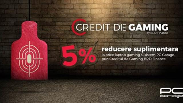 <b>PC Garage lansează împreună cu BRD Finance "Creditul de Gaming" prin care se finanțează achiziția de laptop-uri și PC-uri de gaming</b>Gamerii primesc astăzi o veste tare bună, aceea că magazinul PC Garage a lansat împreună cu BRD Finance un program de finanțare pentru achiziția de laptop-uri gaming și PC-uri gaming cu dobândă fixă lunară de 1.5%. Se pot alege