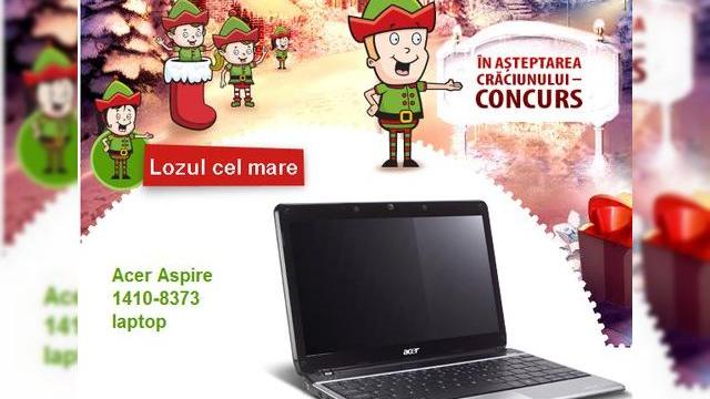 <b>Craciunul vine mai devreme cu un laptop Acer Aspire cadou de la compari.ro (concurs)</b>Daca ati folosit recent compari.ro pentru a gasi cele mai bune preturi la produsele electronice si electrocasnice, stiti probabil ca nu cu mult timp in urma a debutat un concurs pe acest site. In asteptarea Craciunului, aveti sansa de a castiga un cadou,...
