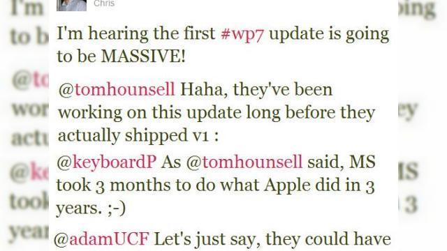 <b>Windows Phone 7, gata de explozie În 2011, va "dărâma" iOS și Android?</b>Deși la ora actuală nu prea face valuri, Windows Phone 7 ar putea exploda chiar la începutul anului viitor, când va fi lansată și prima sa actualizare software. Unul dintre cei mai optimiști cu privire la WP7 este Chris Walsh, care și-a adus...