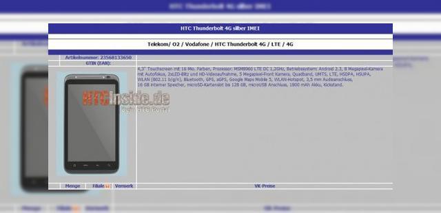 <b>HTC Thunderbolt, primul telefon LTE 4G Își dezvăluie specificațiile</b>Printr-o scăpare de zile mari a unui retailer german am aflat specificațiile lui HTC Thunderbolt, telefonul 4G LTE ale cărui prime imagini și-au făcut apariția chiar ieri pe web. Ei bine, iată că dotările handsetului sunt impresionante și avem...