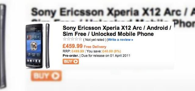 <b>XPERIA Arc, cel mai subțire telefon din lume costă 533 euro, cel puțin În Marea Britanie</b>Retailerul britanic Play.com a publicat în sfârșit prețul oficial al unuia dintre cele mai atractive terminale ale acestui an, cel puțin ca design: Sony Ericsson XPERIA Arc. Cel mai subțire telefon din lume, cu o talie de puțin peste 8mm va costa...
