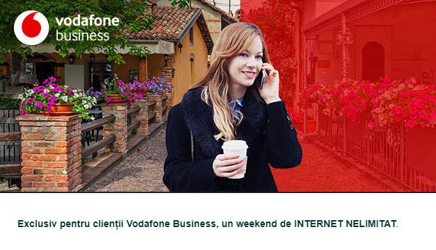 <b>Vodafone oferă Internet Nelimitat în acest weekend pentru clienţii Business</b>Vodafone România vrea să sărbătorească începutul de primăvară calendaristică şi face asta printr-o ofertă specială. Astfel, vom avea parte în acest weekend de Internet Nelimitat naţional. Oferta se aplică doar pentru clienţii Vodafone Business.