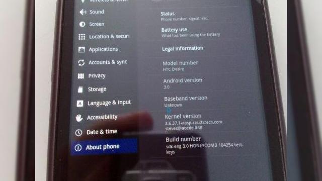<b>Android 3.0 Honeycomb rulează pe HTC Desire. Iată dovada!</b>După ce am avut ocazia să vedem excelentul sistem de operare Android Honeycomb în acțiune la Mobile World Congress 2011, în Barcelona, pe tabletele LG Optimus Pad, Samsung Galaxy Tab 10.1 și Motorola Xoom, iată că avem parte de o surpriză...