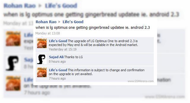 <b>LG Optimus One actualizat la Android 2.3 Gingerbread În mai</b>LG a confirmat recent pe pagina sa oficială Facebook că handsetul Optimus One ar putea fi actualizat la Android 2.3 Gingerbread până la finalul lunii mai. Aceeași postare menționează și că această informație nu este 100% confirmată și că...