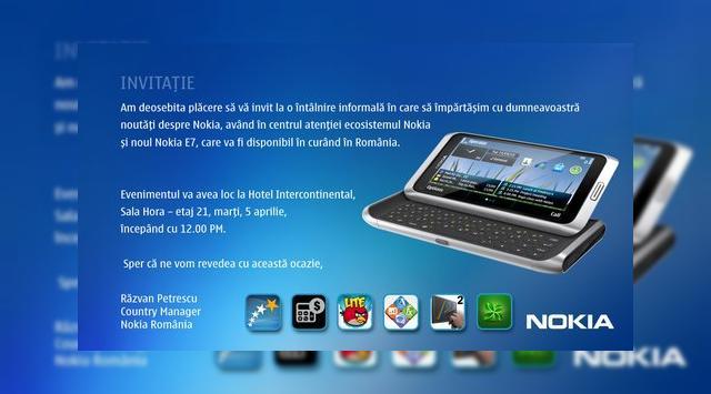 <b>Nokia E7 debutează oficial În România... Mobilissimo vă prezintă analiza sa detaliată simultan!</b>în vreme ce redactorul nostru Alex Stănescu se va afla la conferința de presă Nokia de mâine, 5 aprilie, dedicată debutului lui Nokia E7, noi vă vom face o surpriză, publicând recenzia completă a acestui terminal. &nbsp; Putem spune că E7 este...