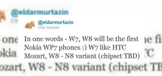 <b>Primele telefoane Nokia Windows Phone confirmate de Eldar Murtazin: W7, W8... un model ieftin de asemenea?</b>Eldar Murtazin este redactorul șef Mobile Review și zvonerul de serviciu, când vine vorba de Nokia. Ei bine, aflăm de pe blogul său câteva detalii picante despre viitorul producătorului finlandez. Aparent, în acest moment Nokia are în dezvoltare...