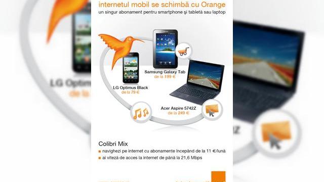 <b>Orange lansează Colibri Mix - un singur abonament de acces mobil la internet pentru smartphone și tabletă sau laptop</b>Orange lansează Colibri Mix - un singur abonament de acces mobil la internet pentru smartphone și tabletă sau laptop București, 9 mai 2011. Orange România lansează pe 9 mai abonamentul Colibri Mix, un serviciu inovativ și unic în România, ce...