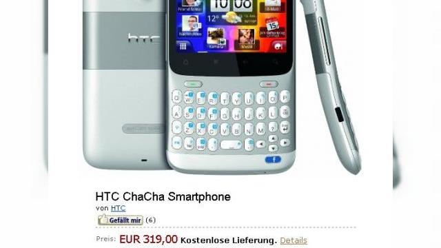 <b>HTC ChaCha are acum si un preț: 319 euro... deocamdată doar În Germania</b>Amazon Germania tocmai a dezvăluit prețul unuia dintre telefoanele Facebook anunțate la Mobile World Congress 2011. Este vorba despre HTC ChaCha, care va costa 319 euro în Germania și bănuim că suma va fi similară și în țara noastră, atunci...