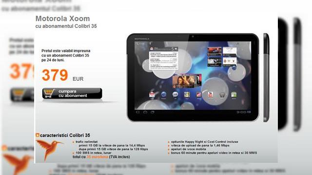 <b>Tableta Motorola XOOM, disponibilă acum la Orange, Începând de la prețul de 379 de euro</b>Tableta Motorola XOOM, pe care v-am prezentat-o ieri într-o experiență de unboxing, în varianta de 32GB oferită de evoMAG.ro a sosit acum la Orange România. Operatorul vinde acest terminal începând de la prețul de 379 de euro, cu abonament...