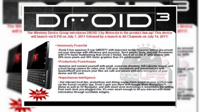 <b>Motorola Droid 3 ar putea sosi pe piață pe 14 iulie - iată și specificațiile sale ajunse pe web</b>Motorola Droid 3 a fost și este un terminal popular pe blogurile și site-urile de specialitate chiar cu ceva timp înainte de lansarea sa oficială. Nu avem încă un anunț pentru acest telefon, dar zvonurile și scăpările continuă, cel puțin...